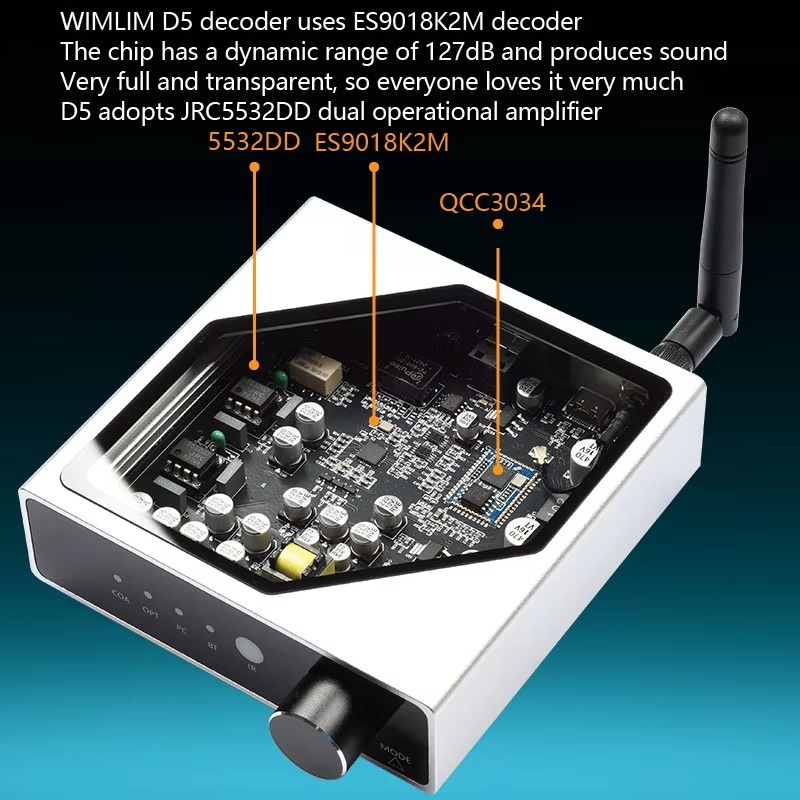 D5 Lossless Audio Decoder QCC3 - Dac Usb Coaxial Optical Bluetooth ulasan dan harga