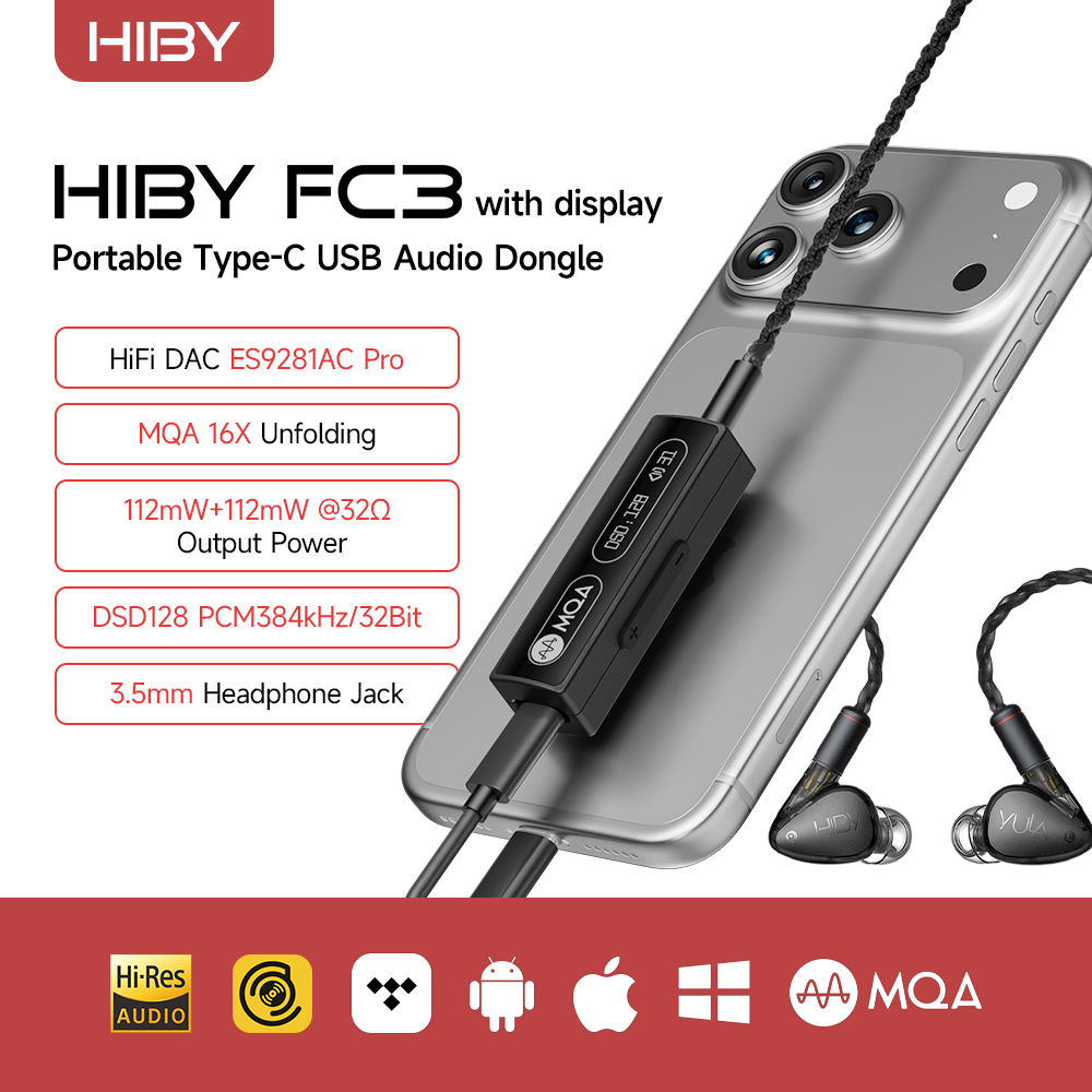 HiBy FC3 MQA Dongle Type C to  - Dual Ess9038 Dac ulasan dan harga