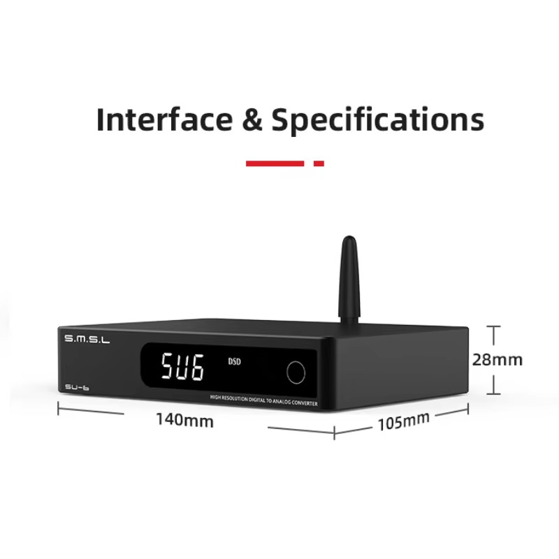 SMSL SU-6 Decoder ES9038Q2M OP - Dac Usb Coaxial Optical Bluetooth ulasan dan harga